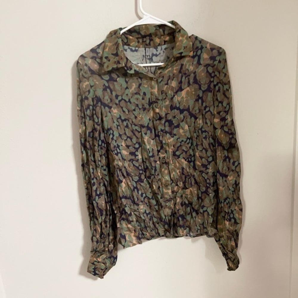 NWT Anthropologie Blank London Eronita camo Button front blouse